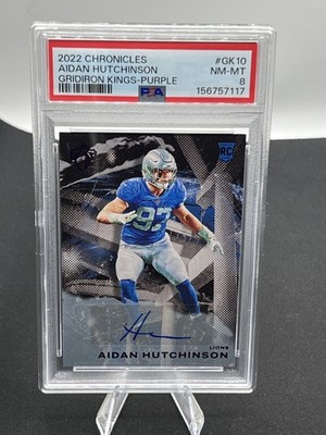 Panini 2022 Chronicles Gridiron Kings Aidan Hutchinson GK-10 Auto Purple 39/49