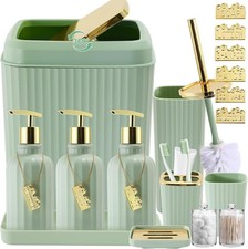 17PCS Bathroom Accessory Set Bathroom Set Green Bathroom Decor Toilet Brush