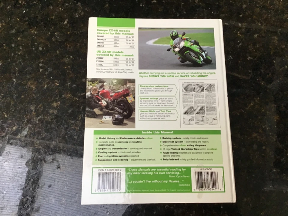 KAWASAKI ZX600 & 636 (Ninja ZX-6R) 1995 to 2002 SERVICE REPAIR MANUAL BY HAYNES - Image 4 of 4