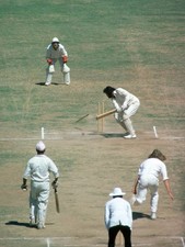 John Lever of England bowls Bhagwat Chandrasekhar of India and Eng- Old Photo