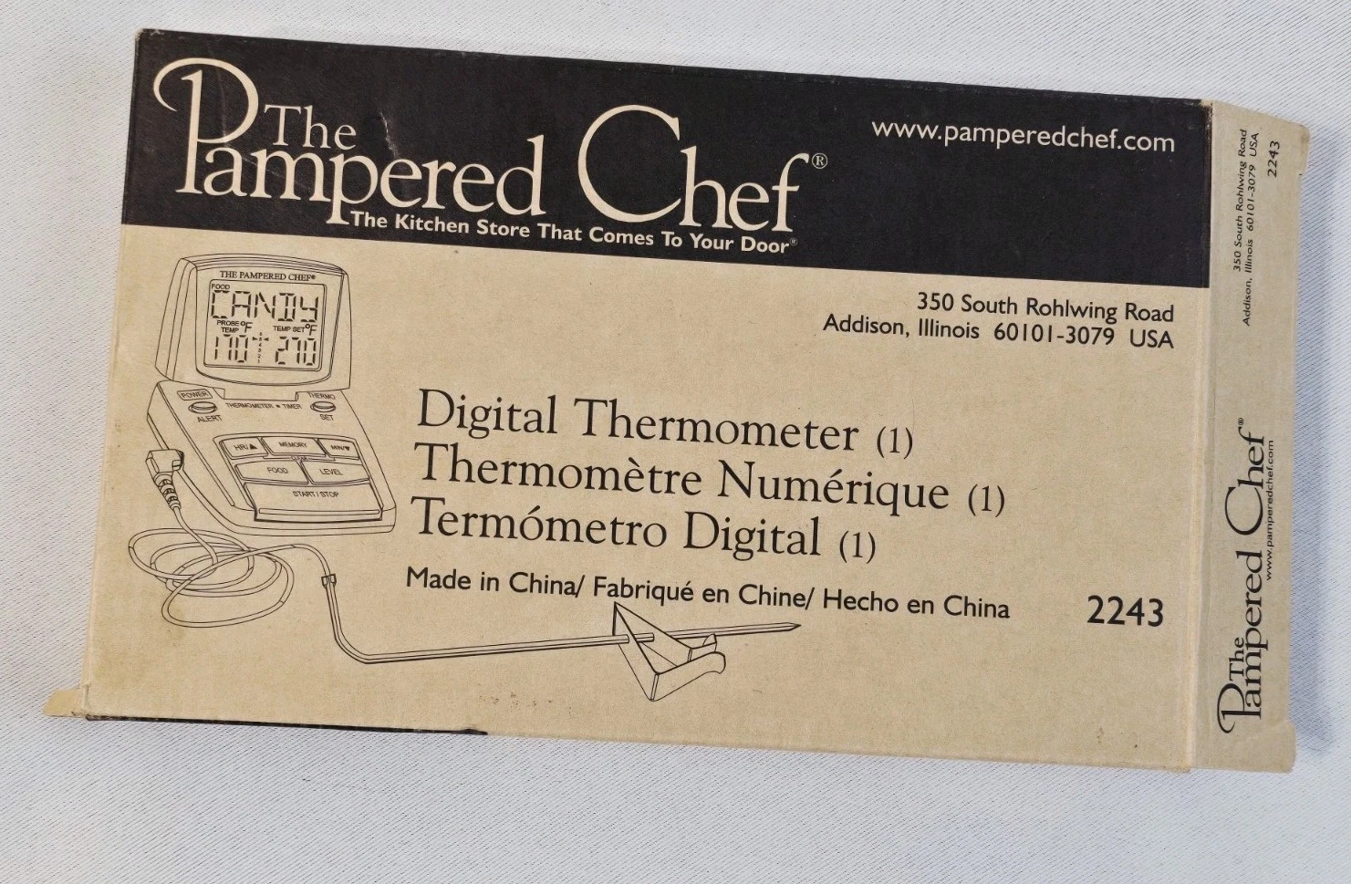 The Pampered Chef Digital Thermometer 2243 Original Box W/instructions
