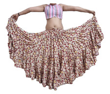 Women 25 Yard Skirt Heavy Rayon 4 Tiered Printed Skirt Belly Dancing
