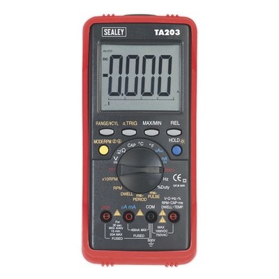 Sealey 15 Funktionen Digital KFZ Multimeter mit Balkendiagramm/PC Link TA203