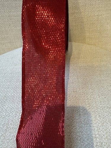 Red Stairstep Ribbon 2 1/2" Wired Christmas Ribbon - 100 ft - Picture 3 of 7