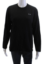 Play Comme Des Garcons Mens Black Cotton Crew Neck Long Sleeve T-Shirt Size M