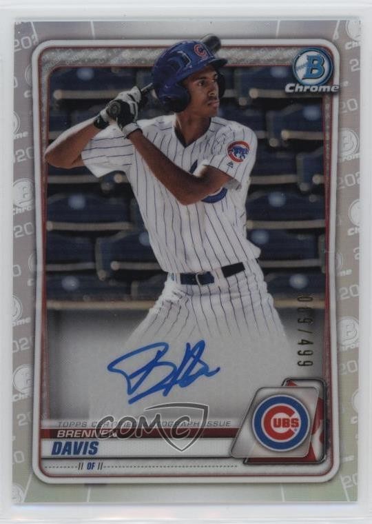 2020 Bowman Chrome Prospects Refractor 69/499 Brennen Davis #CPA-BD Auto ob9