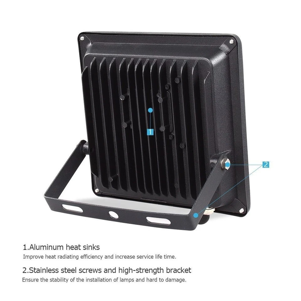 Luces de inundación LTE Even 50W LED RGB IP66 con control remoto 16 colores 4 mod Foto 4 de 4