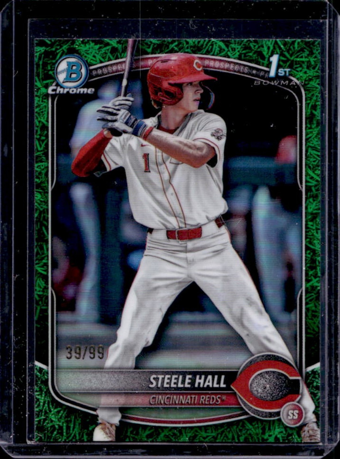 2025 Bowman Draft Steele Hall Chrome Green Grass Refractor 1st #/99 Reds