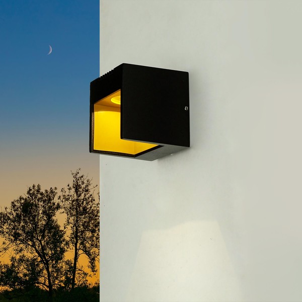 Led AußEnleuchte Wandlampe IP44 Klein B: 9 Cm IP44 Schwarz Gold Eingang Haus-image