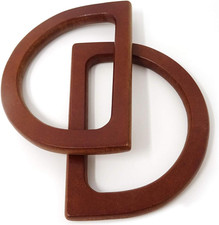 2PCS Wooden D-Shaped Purse Handles Bag Handle Replacement for Handmade Bag Handb