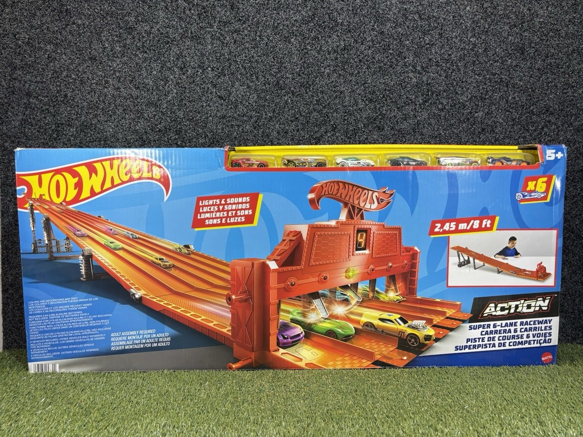 Hot Wheels スーパー６レーン ダウンヒル・レースウェイ (レア) Amazon.com: Hot Wheels Toy Car Track Set with Lights, Sounds