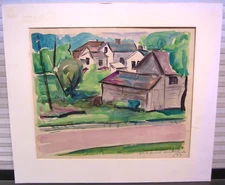 Original 1932 Watercolor Landscape Painting Emmet Edwards Woodstock NY Listed