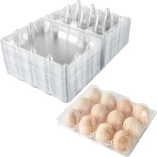 Plastic Egg Cartons Bulk, 48 Packs Empty Clear Plastic Egg Carton Holds up to 12