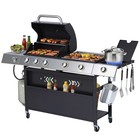 5 Burner Gas Grill Griddle Combo with Side Burner, 3 in 1 Propane Gas BBQ Grill