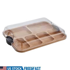 Bamboo Charcuterie Board W/ Lid 6 Compartments Entertaining Snacks & Appetizers