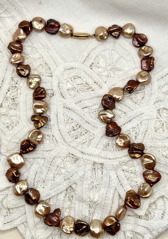 14k Cream & Copper Baroque Pearls