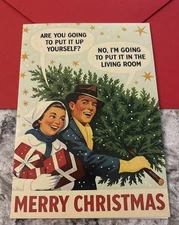 Funny Christmas Tree Adult Humor  4.6x6.6” Blank Inside Greeting Card