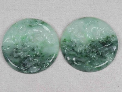  Green jadeite Dragon Phoenix Pendant /Certified Natural A Not optimized 1571龙凤对