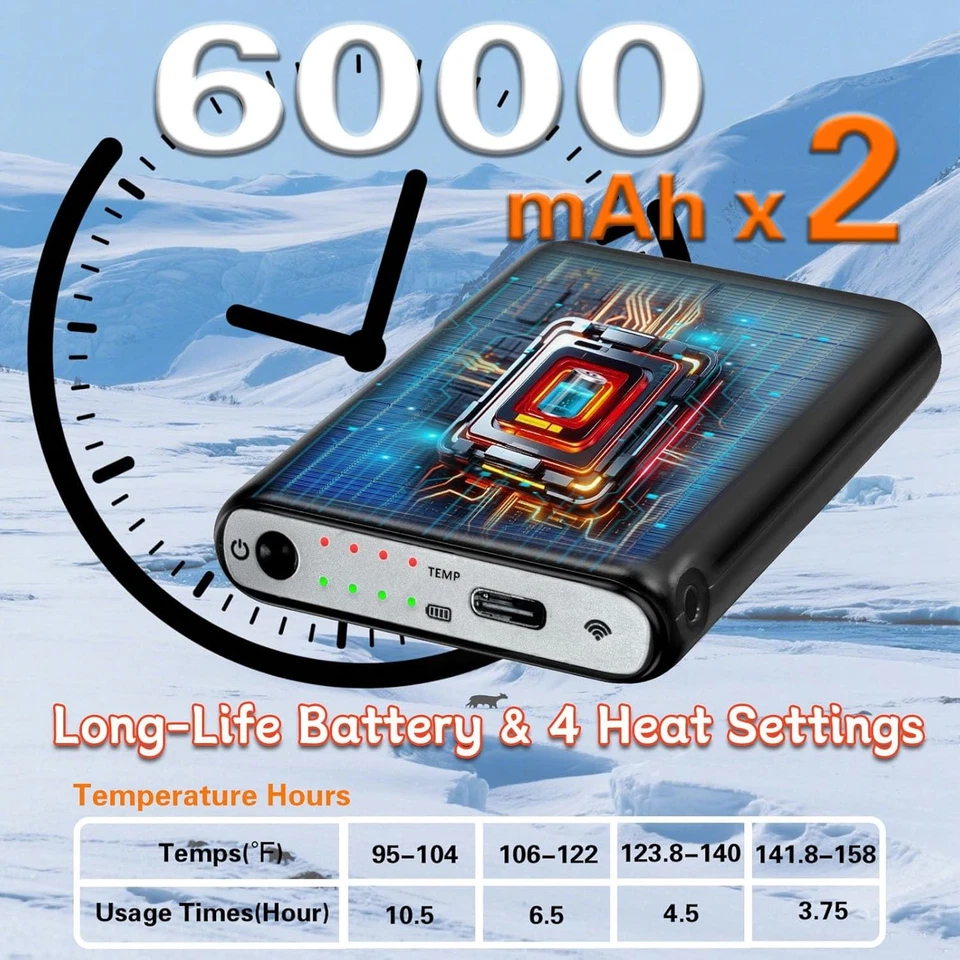 Calcetines térmicos para hombre/mujer 6000 mAh recargables APP control calcetines térmicos Foto 4 de 4