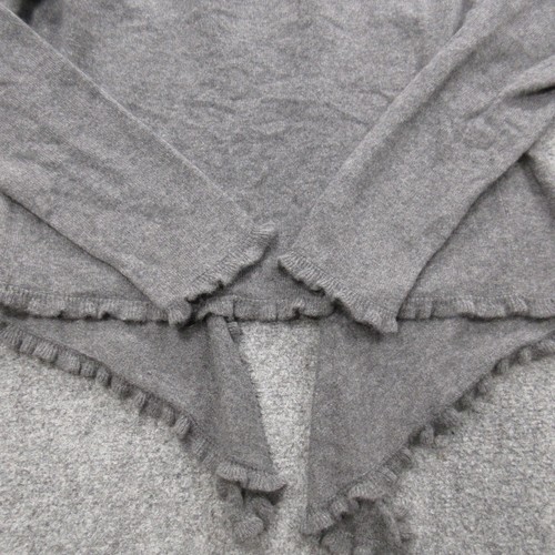 Garnet Hill Sweater Womens Medium Gray 100% Cashmere Ruffle Cardigan Lightweight - Picture 11 of 13