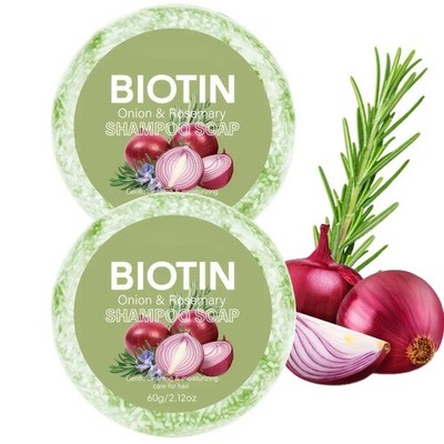 2 PC Onion Biotin and Rosemary Shampoo Bar for Hair Growth, Onion Biotin Sham...