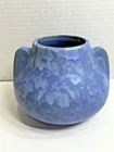 Vintage Brush McCoy Pottery Art Vase Vellum Mottled Blue Vintage 1930s
