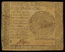 September 26, 1778 $60 Continental Currency VF