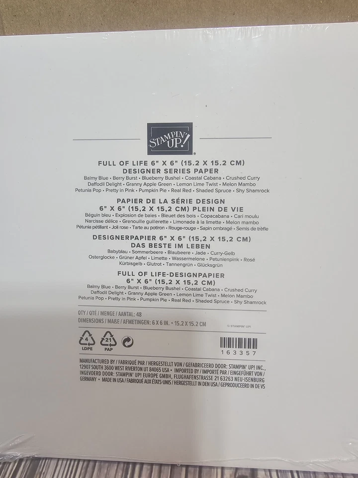Stampin’ Up! PAPEL SERIE DISEÑADOR COMPLETO DE VIDA 48 HOJAS 6 X 6 DSP *NUEVO* Foto 2 de 2
