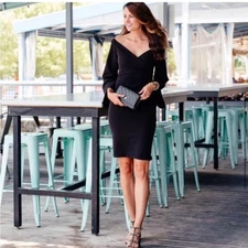 Bardot Ava black off shoulder flared sleeve sheath dress size US 6 / Small