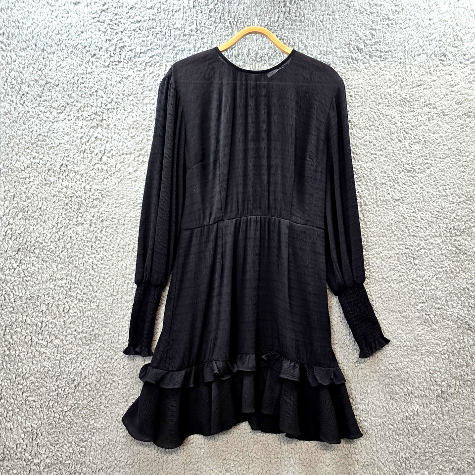 Cooper St Womens A-line Dress Size 10 Black Sheer Crushed Long Sleeve Round Neck