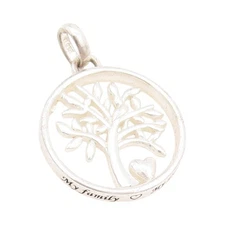 925 Sterling Silver Vintage Pendant Modernist Cutout Tree Of Life Charm  PT24627