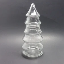 Vintage 2 Piece Clear Glass Christmas Tree Apothecary Jar 11" Tall