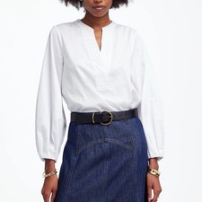 NWT Madewell White V-Neck Long Sleeve Top Shirt Blouse Size XXS