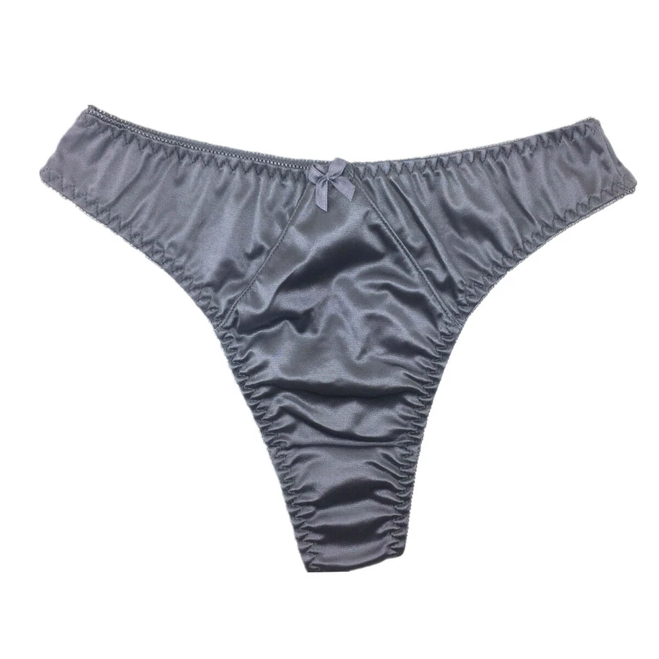 Lote de 5 piezas de tangas de satén sexy para mujer bragas ropa interior tanga sedosa, S M L XL Foto 3 de 4