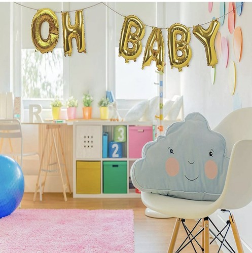 40cm OH BABY gold hanging foil Letter balloon Baby Shower party decoration - Picture 3 of 8