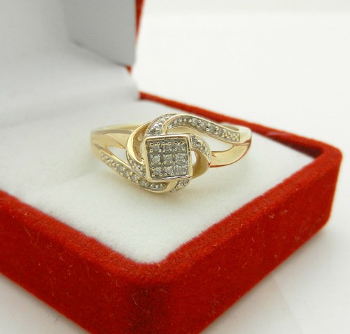 Solid 14k Gold Whirl Design Natural Melle Diamonds Ladies Ring size 8.5 - Picture 7 of 10