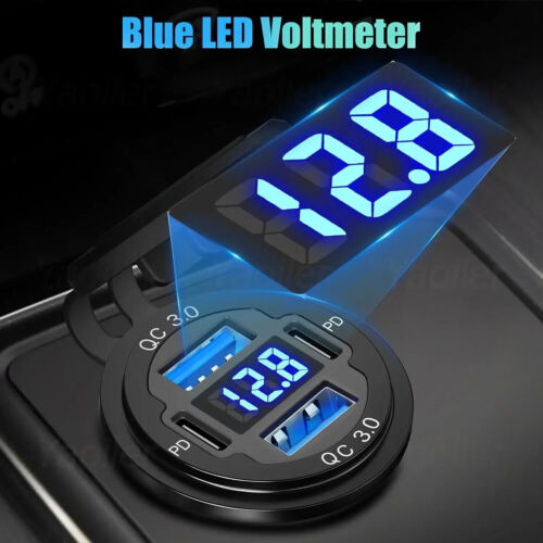 New PD Type C Dual USB Car Charger QC 3.0 Charger 12V 24V Power Outlet Socket - Picture 9 of 15