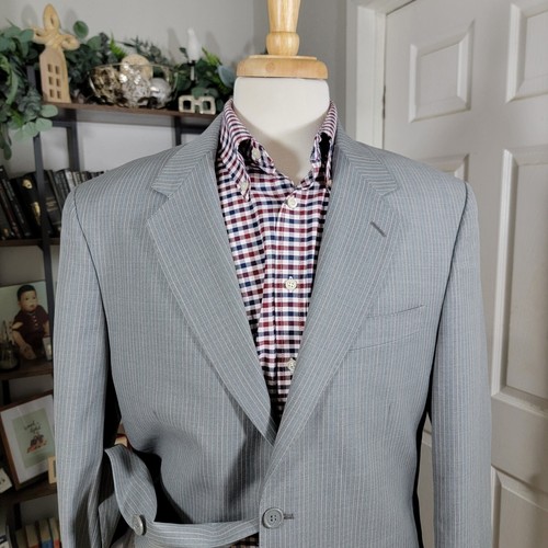 BACHRACH Men's Sport Coat Blazer Two Button Gray Striped Size 42L Made in ITALY - Picture 2 of 12