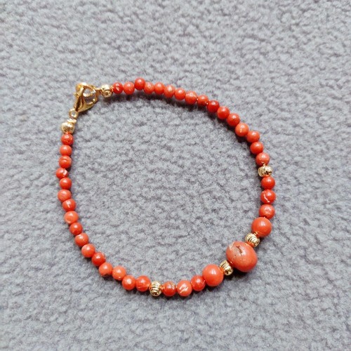Pulsera Italia Coral Natural Cuentas Marinas Coral Rojo Sin Teñir Hecha a Mano Cuentas Pulsera - Imagen 4 de 8