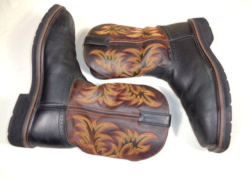 Justin Work boots leather square Comp Toe WK4818 brown Size 9.5D ~VGUC - Picture 21 of 24