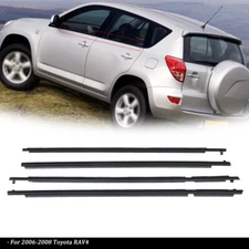 4Pcs Window Weatherstrip Belt Outer Black Trim For Toyota RAV4 2006 2007 2008