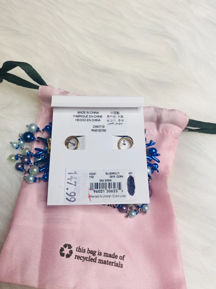 Pendientes Kate Spade Sea Siren KD241 imitación perla azul nuevos Foto 2 de 3