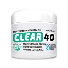 CLEAR UREA 40% Moisturizing Gel For Dry Skin Corn Calluses Aloe Tea Tree Oil 4oz