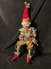 NEW CHRISTMAS PIXIE ELF 18" DECORATIVE WIREFRAME DOLL STYLE B - "Burgen Jester"