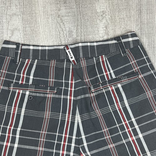 Hurley Boys Shorts Gray Red Plaid Bermuda Pockets Youth Size 14 - Picture 6 of 11