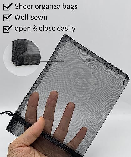 Package Black Organza Bags 5x7 inch 100pcs Mesh Candy Bags Jewelry Pouch - Bild 5 von 8