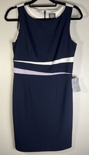Vince Camuto Dress Color Block Sheath Sleeveless Size 10P Blue White Lilac NWT
