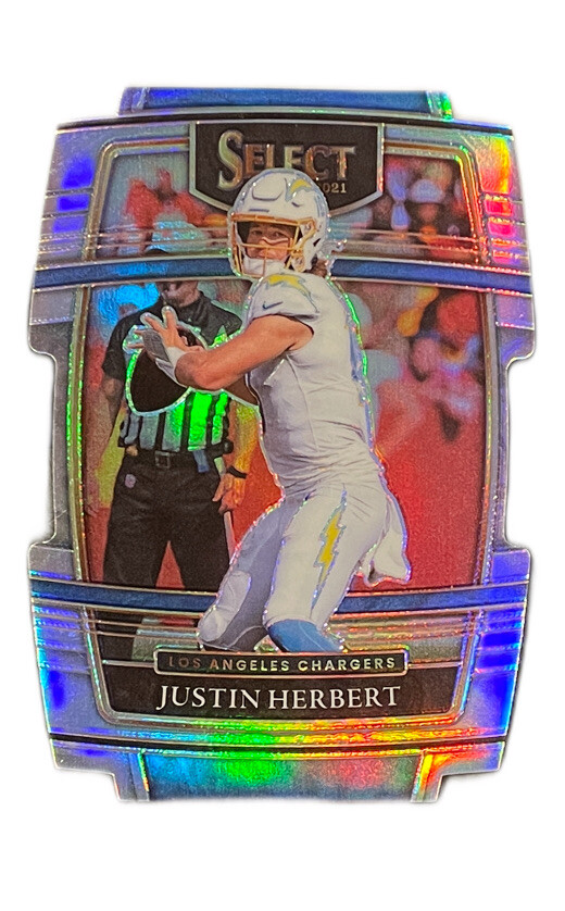 Justin Herbert 2021 Panini Select Concourse Silver Die-Cut Chargers