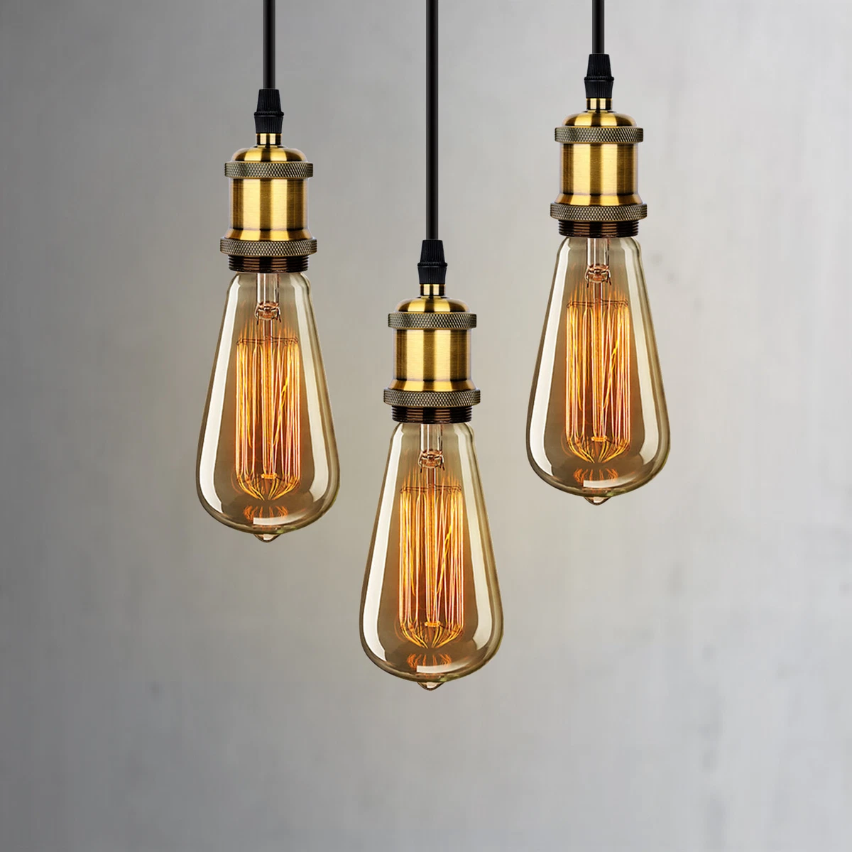 3X Vintage Pendant Light Fitting 2M Cord Loft Cafe Ceiling Lamp Antique Bronze