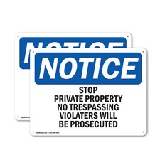  2 Pack Stop Private Property No Trespassing Violators OSHA Notice Sign Decal